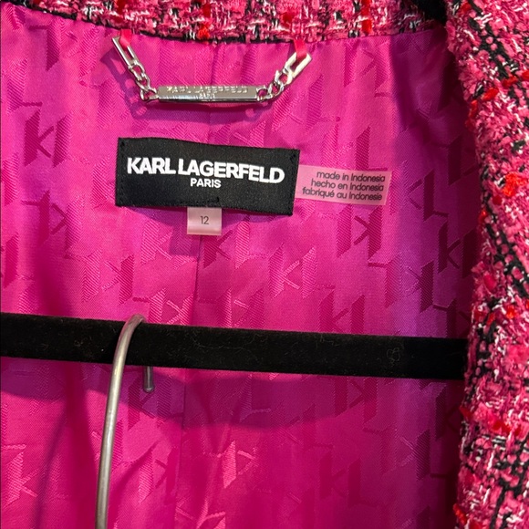 Karl Lagerfeld Hot Pink Tweed Jacket and Skirt Set - Picture 6 of 9